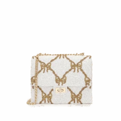 White Beaded Bow Bag