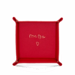 Leather Trinket Tray With Hand Written Note - Red
