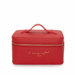 Leather Vanity Case With Hand Written Note - Red