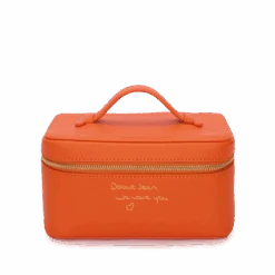 Leather Vanity Case With Hand Written Note - Orange