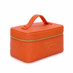 Leather Vanity Case With Hand Written Note - Orange -Lily Bean Luggage Shop LB 1674
