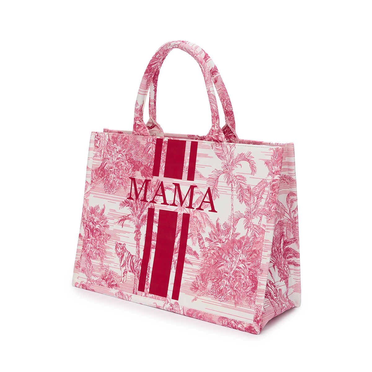 Raspberry Shopper Tiger Canvas Tote 5 Raspberry Shopper Tiger Canvas Tote - Image 3