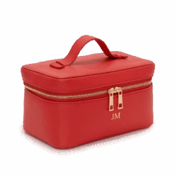 Leather Vanity Case - Red -Lily Bean Luggage Shop leather vanity case red 429154