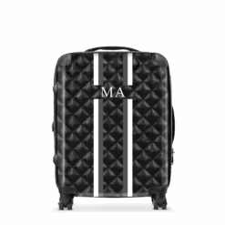 Quilted Effect Hardshell Luggage - Black