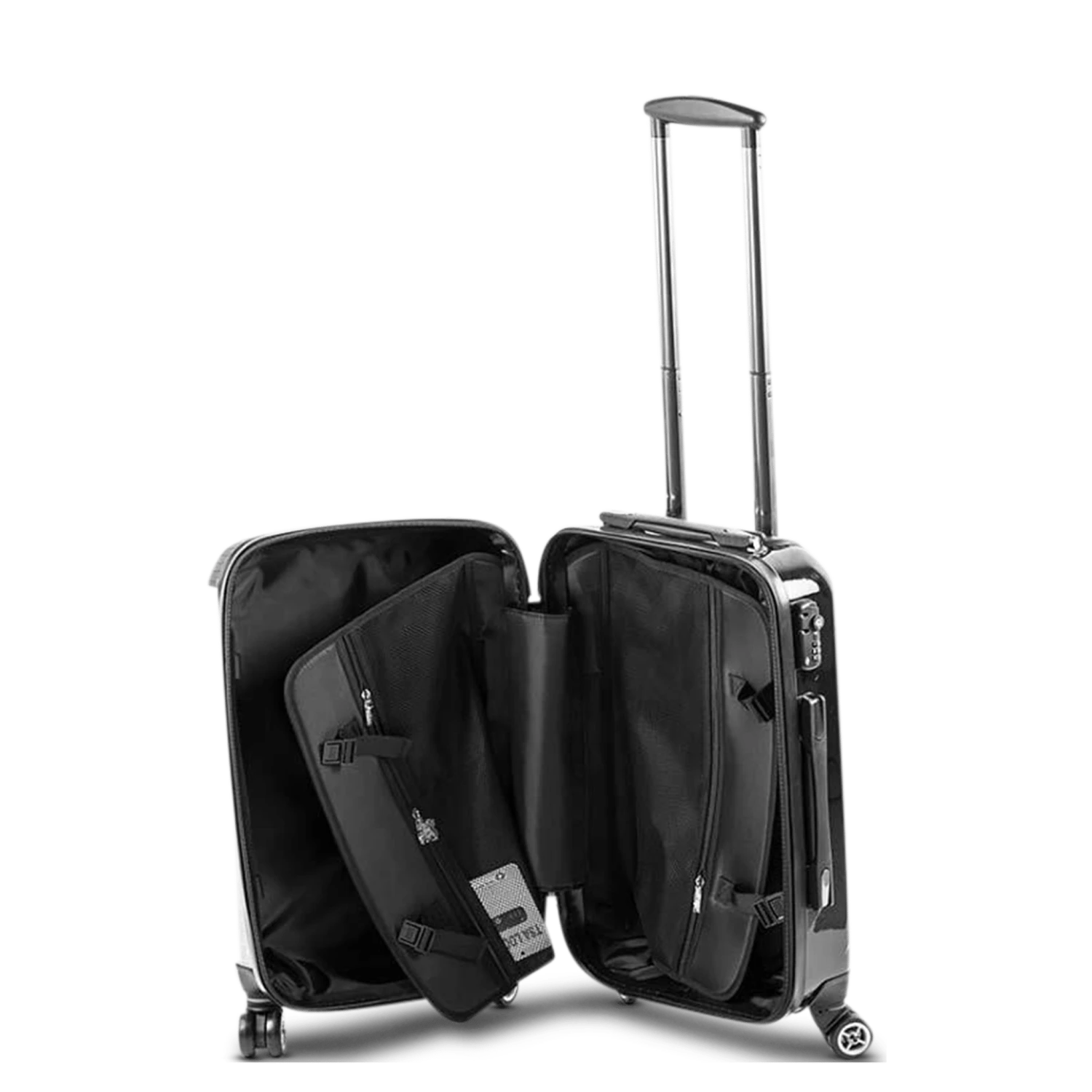 Straw Effect Hardshell Luggage - Navy & Pink 6 Straw Effect Hardshell Luggage - Navy & Pink - Image 4