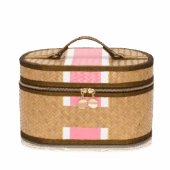 Straw Vanity Case - Pink