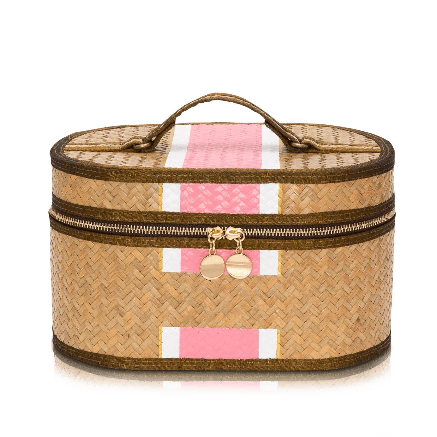 Straw Vanity Case - Pink 3 Straw Vanity Case - Pink