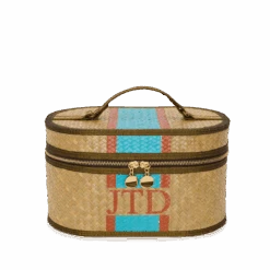 Straw Vanity Case - Turquoise