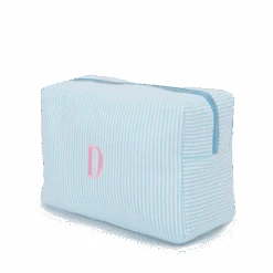 Striped Washbag - Turquoise & White