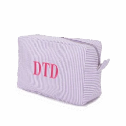 Striped Washbag - Violet & White