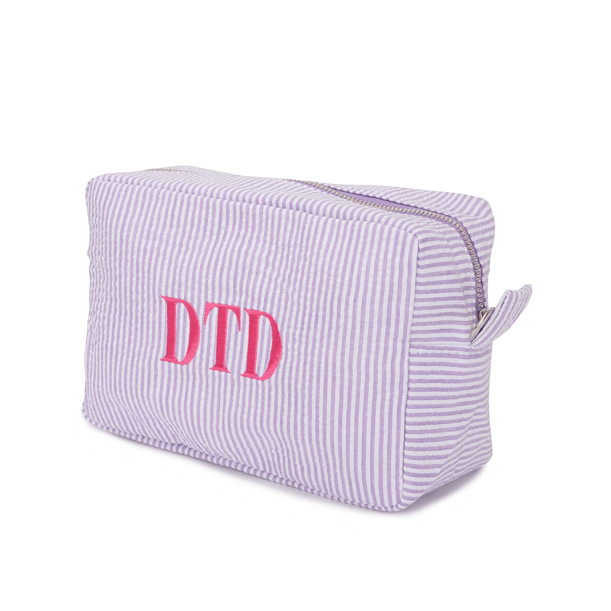 Striped Washbag - Violet & White 3 Striped Washbag - Violet & White