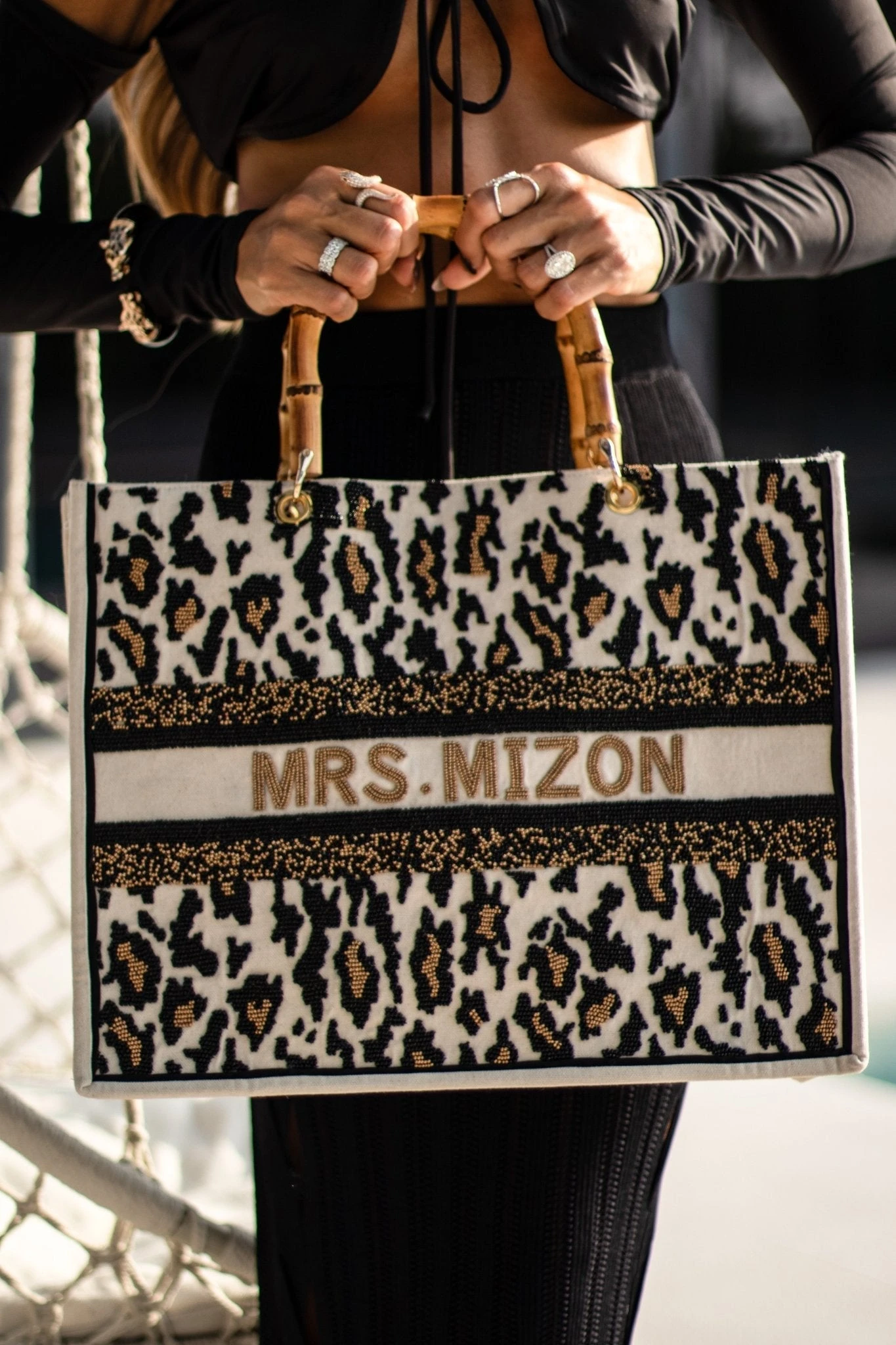 The Juliana Beaded Tote - Leopard 4 The Juliana Beaded Tote - Leopard - Image 2