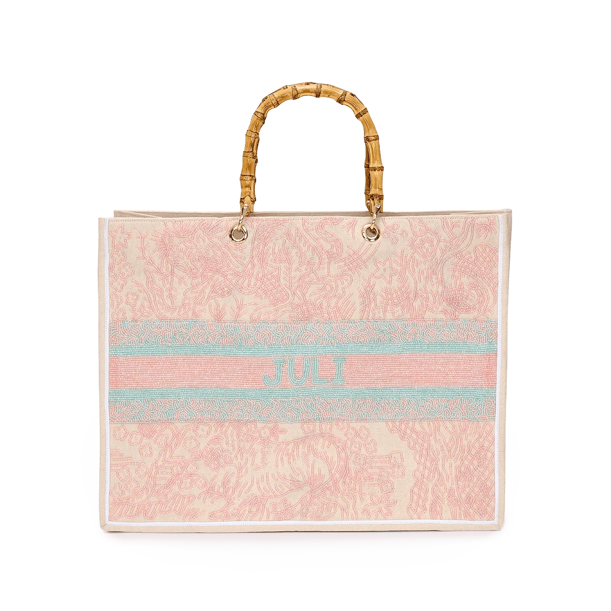 The Juliana Pastel Pink And Green Beaded Tote 3 The Juliana Pastel Pink And Green Beaded Tote