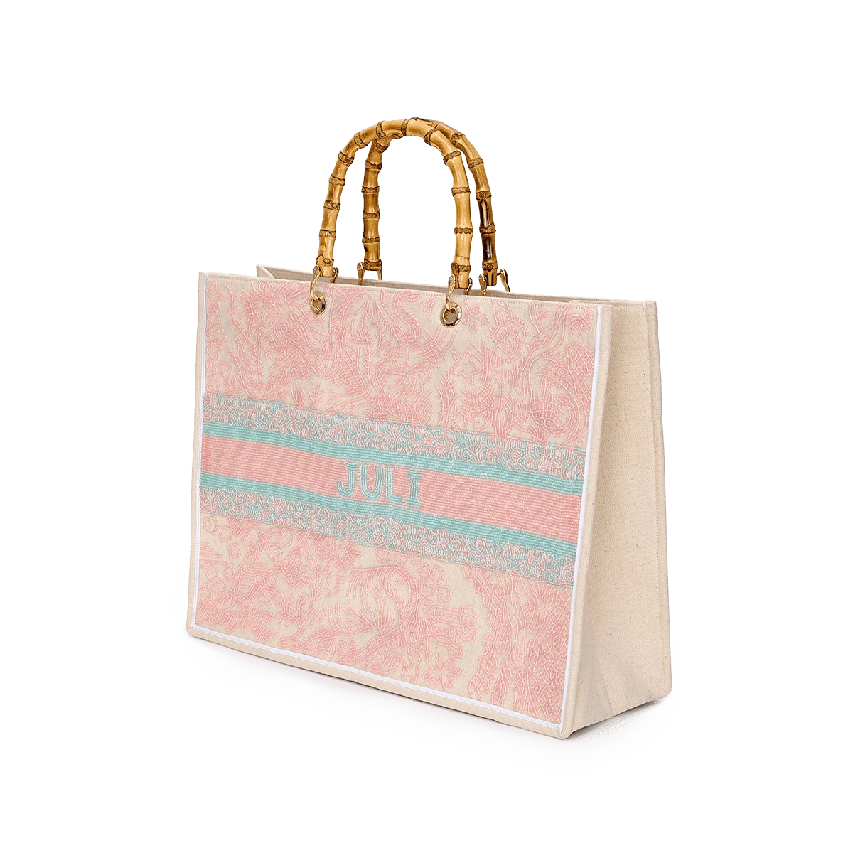 The Juliana Pastel Pink And Green Beaded Tote 5 The Juliana Pastel Pink And Green Beaded Tote - Image 3