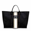 The Lily Canvas - Jet Black - Jumbo 1 The Lily Canvas - Jet Black - Jumbo -Lily Bean Luggage Shop the lily canvas jumbo jet black with taupe and white stripes 908927