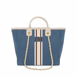 The Lily Canvas - Denim With White Handles - Medium