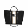 The Lily Canvas - Jet Black - Medium 1 The Lily Canvas - Jet Black - Medium -Lily Bean Luggage Shop the lily canvas medium jet black with taupe and white stripes 306856