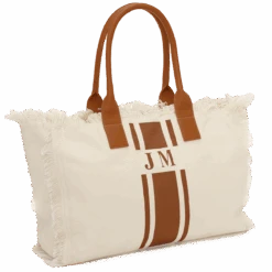 The Lily Fringe Tote - Cream & Tan