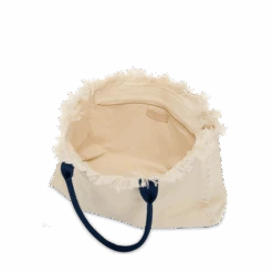 The Lily Fringe Tote - Cream & Navy -Lily Bean Luggage Shop the lily fringe tote cream navy 168697