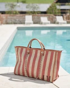 The Lily Jumbo Tote - Strawberries & Cream -Lily Bean Luggage Shop the lily strawberries and cream tote initials only 977620