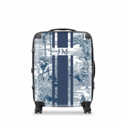 Tropical Print Hardshell Luggage - Navy