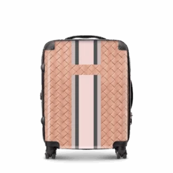 Woven Effect Pink Hardshell Luggage - Pink