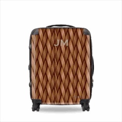 Woven Style Hardshell Luggage - Brown